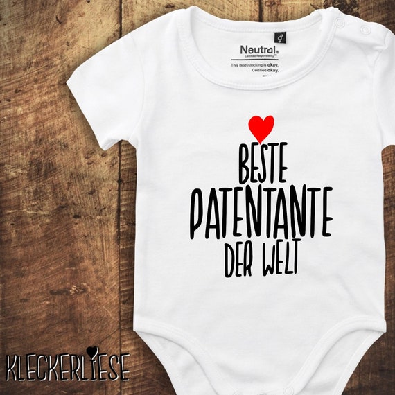 kleckerliese baby bodysuit "Best Godmother in the World" Fair Wear