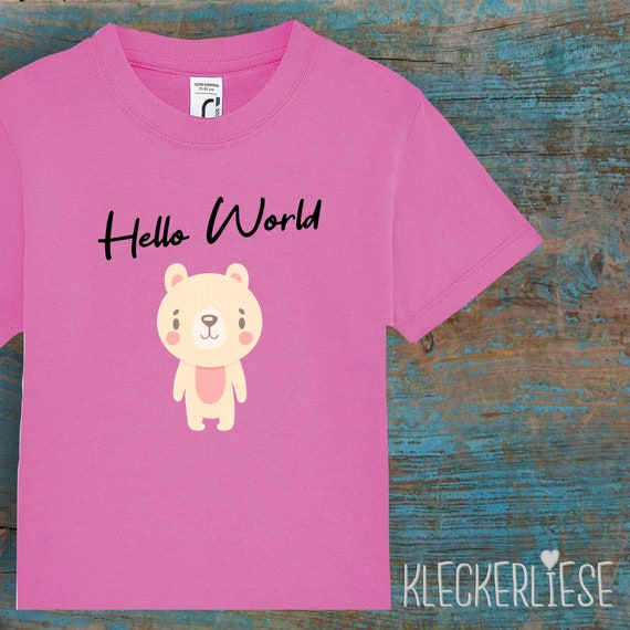 Kinder Baby Shirt Kleinkind "Hello World Eisbär" T-Shirt Jungen Mädchen