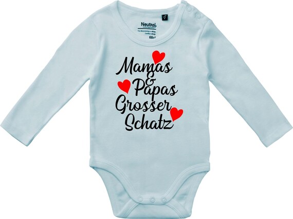 Langarm Babybody Body "Mamas und Papas grosser Schatz" Fair Wear