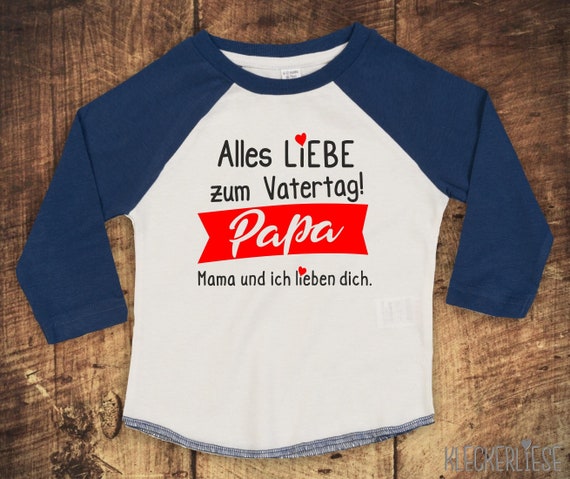 Kleckerliese Baby Kinder T-Shirt Langarmshirt  "Alles Liebe zum 1. Vatertag Papa Mama und ich lieben Dich" Jungen Mädchen Vatertag