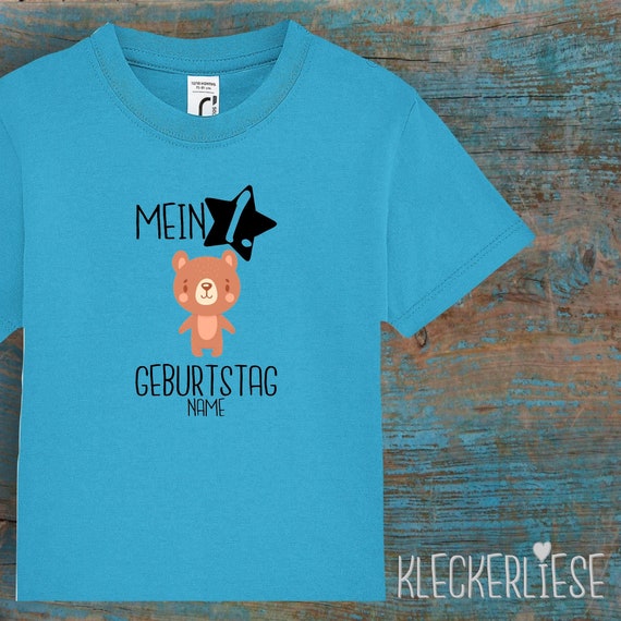 Kinder Baby Shirt mit Wunschname Kleinkind "Mein 1. Geburtstag Bär mit Wunschname" T-Shirt Jungen Mädchen