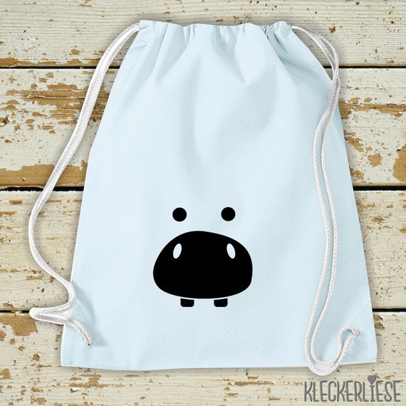 Kleckerliese Gymsack "Tiere Flusspferd Hippo Nilpferd" Rucksack Bag Stoffbeutel Turnbeutel Tragetasche