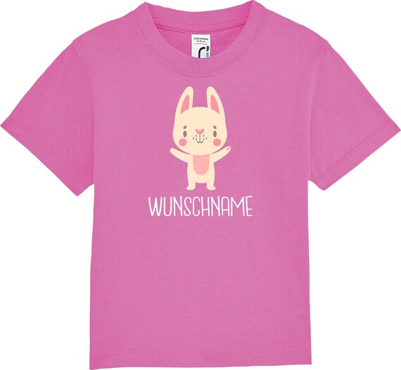 kleckerliese Kinder Baby Shirt Kleinkind "Tiermotiv mit Wunschnamen Hase Häschen" mit Wunschnamen Jungen Mädchen T-Shirt