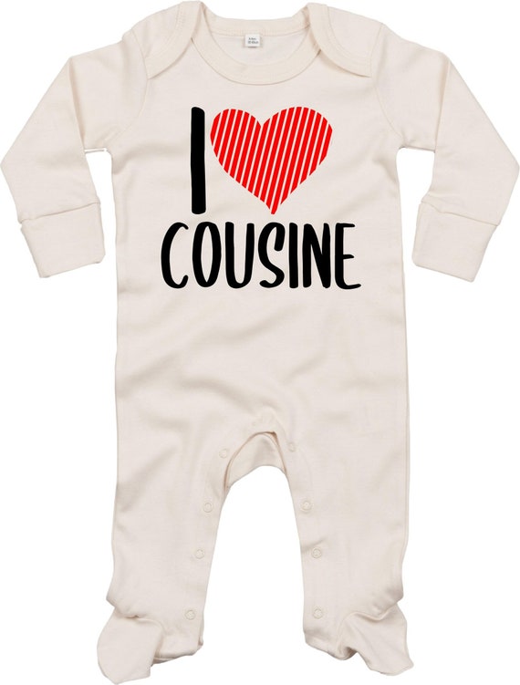 Kleckerliese Baby Schlafanzug "I Love Cousine" Sleepsuit Langarm Jungen Mädchen Einteiler Strampler