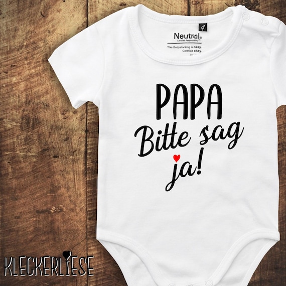 kleckerliese Babybody Body "Papa Bitte sag ja!" Fair Wear Strampler Baby Junge Mädchen