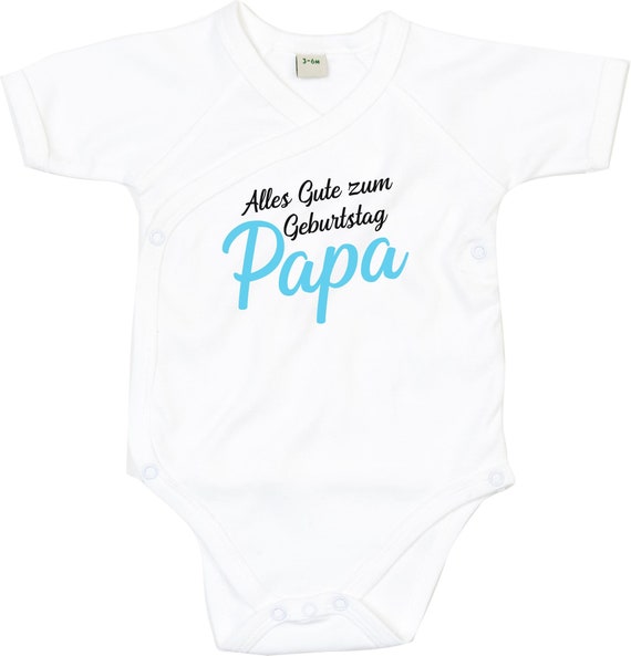 kleckerliese Wickel Baby Body "Alles Gute PAPA" Babybody Strampler Wickelbody Organic Kimono Kurzarm