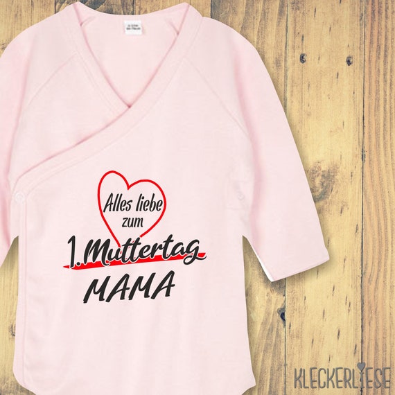 Langarm Wickel Baby Body "Alles Liebe zum 1. Muttertag Mama" Babybody Strampler