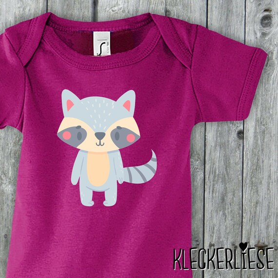 Baby Body "Tiermotiv Waschbär" Babybody Strampler Jungen Mädchen