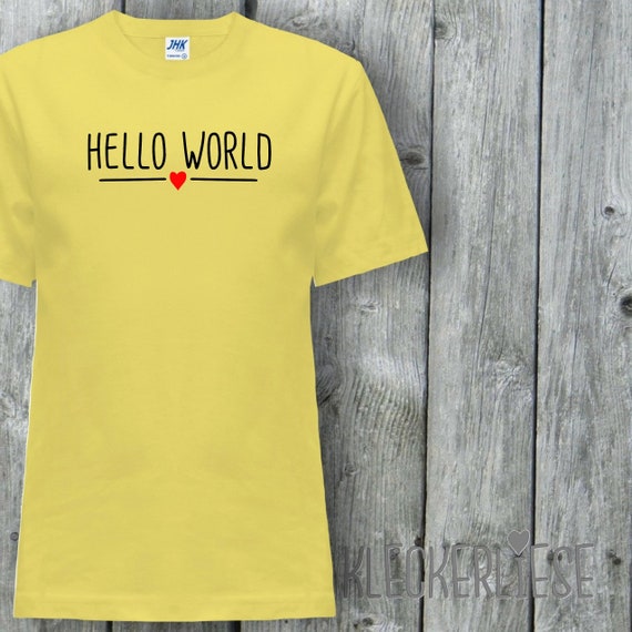 Kinder T-Shirt "Hello World Herz" Shirt Jungen Mädchen Baby Kind