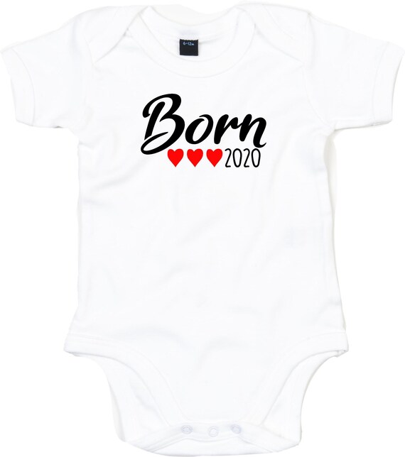 kleckerliese Baby Body "Born 2020" Babybody Strampler Jungen Mädchen Kurzarm