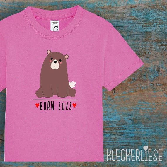 Kinder Baby Shirt Kleinkind "Born 2022 Tiermotiv Bär" T-Shirt Jungen Mädchen