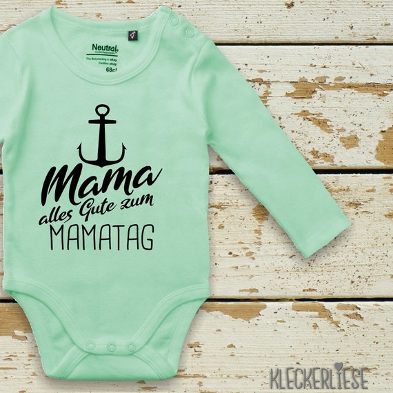 kleckerliese long-sleeved baby bodysuit "Mama Happy Mother's Day Anchor" Baby Body Boys Girls Longsleeve Fair Wear Mother's Day