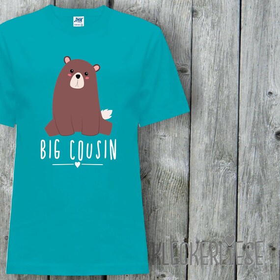 Kleckerliese Baby Kinder T-Shirt "Big Cousin" Tiermotive Bär Kurzarm Sprüche Jungen Mädchen Shirt Nicki mit Aufdruck Motiv