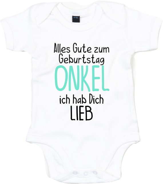 kleckerliese Baby Body "Alles Gute ONKEL ich hab Dich Lieb" Babybody Strampler Jungen Mädchen Kurzarm
