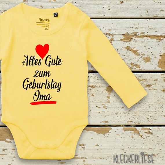 Long-sleeved baby bodysuit "Happy Birthday Grandma" Fair Wear
