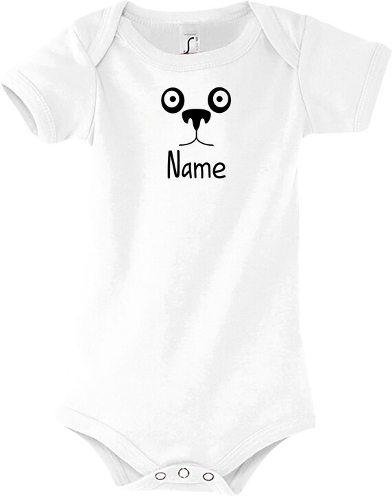 Kleckerliese Baby Body mit Wunschnamen "Tiere Pandabär Panda Wunschname" Jungen Mädchen Kurzarm mit Aufdruck Motiv