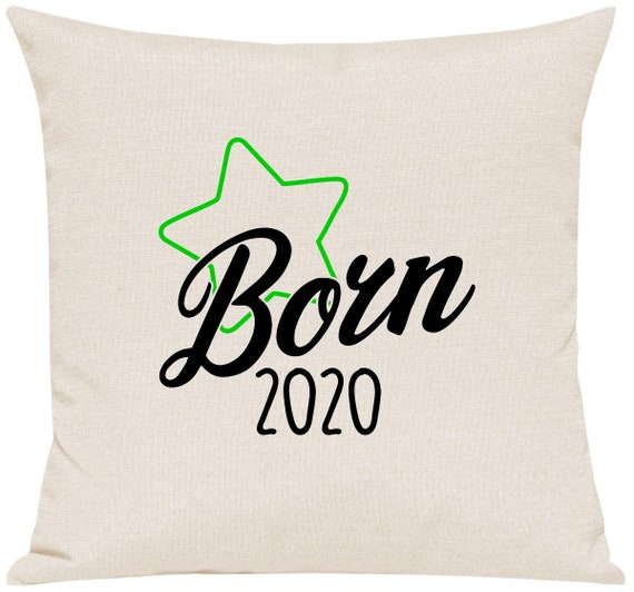 kleckerliese Kissen "Born 2020" Kissenhülle Deko Sofa mit Kissenfüllung