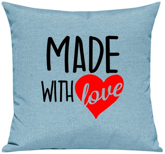 kleckerliese Kissen "Made with Love" Kissenhülle Deko Sofa Kuschelkissen Dekoidee