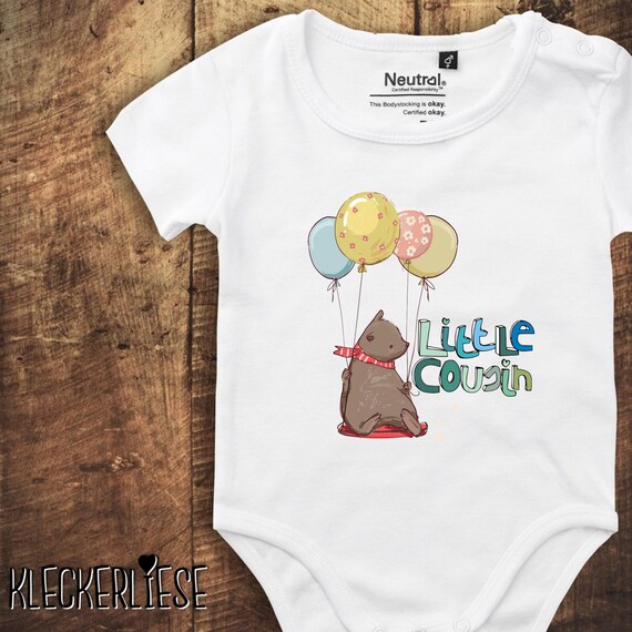 kleckerliese Babybody Body "Little Cousin Tiermotiv Bär" Fair Wear Strampler Baby Junge Mädchen