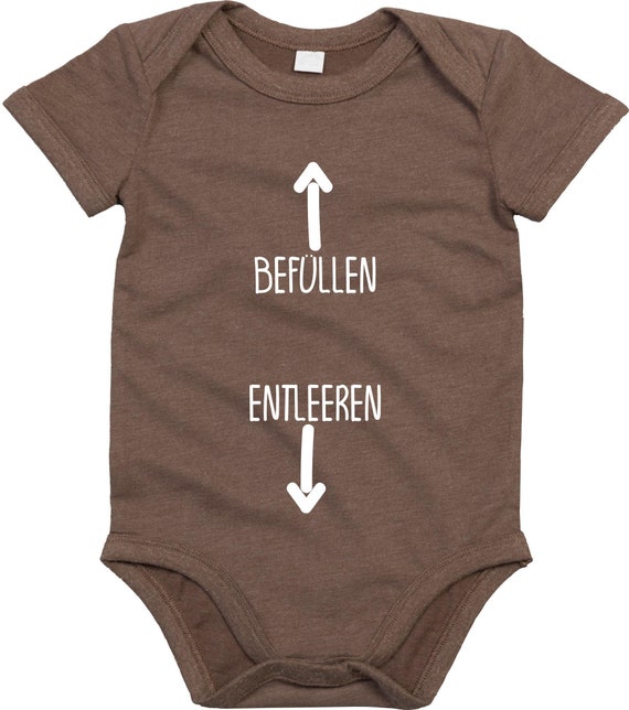 kleckerliese Baby Body "Befüllen Entleeren" Babybody Strampler Jungen Mädchen Kurzarm