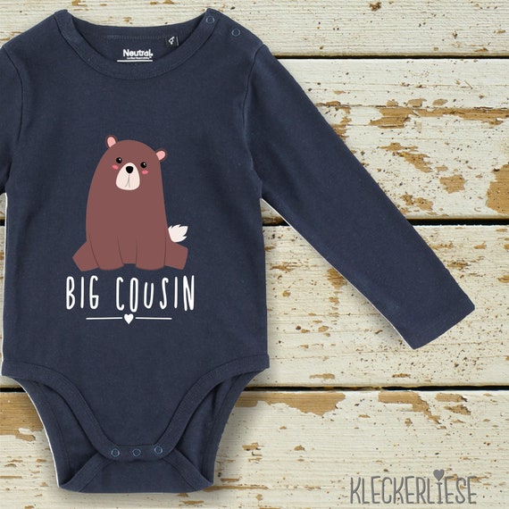 Long sleeve baby bodysuit "Big Cousin" longbody bodysuit fair wear