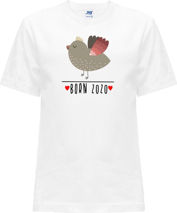 Kleckerliese Baby Kinder T-Shirt "Born 2020 Tiermotiv Vogel" Kurzarm Sprüche Jungen Mädchen Shirt Nicki mit Aufdruck Motiv