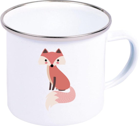 kleckerliese Emaille Kindertasse Teetasse Tasse Motiv Hase Tiermotive Tiere mit Wunschnamen Camping Zelten Retro Becher