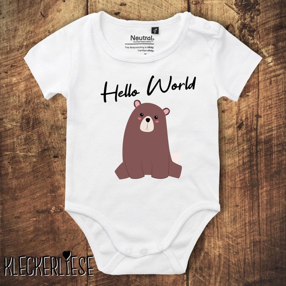 kleckerliese Babybody Body "Hello World Bär" Fair Wear, Bio, Organic Baby Jungen Mädchen