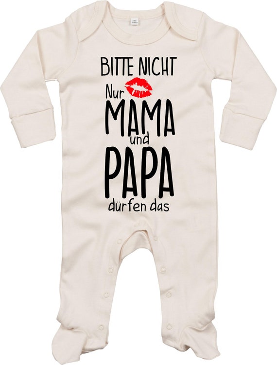 Kleckerliese Baby Schlafanzug "Bitte nicht Küssen, nur Mama und Papa dürfen das" Sleepsuit Langarm Jungen Mädchen Einteiler Strampler