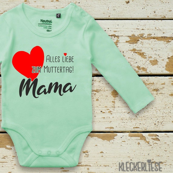 Kleckerliese Mother's Day Long Sleeve Bodysuit "Happy Mother's Day Mom" Fair Wear Organic Baby Bodysuit