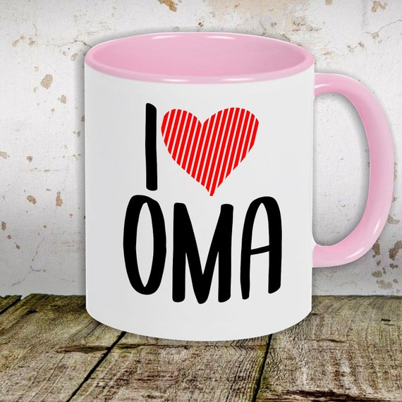 kleckerliese Kindertasse Teetasse Tasse Motiv "I Love Oma" Milch Kakao Kaffeetasse