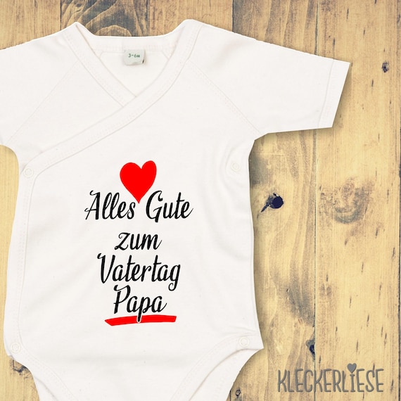 kleckerliese Wickel Baby Body "Alles Gute zum Vatertag Papa" Babybody Strampler Wickelbody Organic Kimono Kurzarm Vatertag