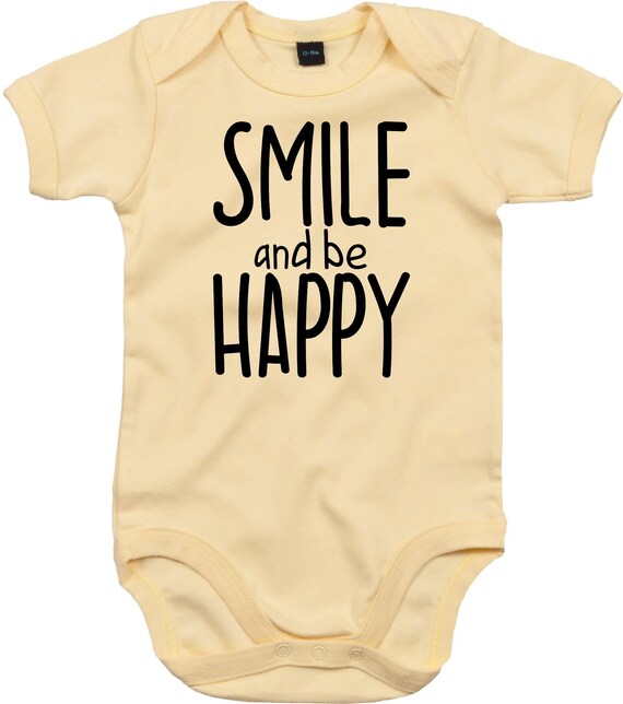 kleckerliese Baby Body "Smile and be Happy" Babybody Strampler Jungen Mädchen Kurzarm