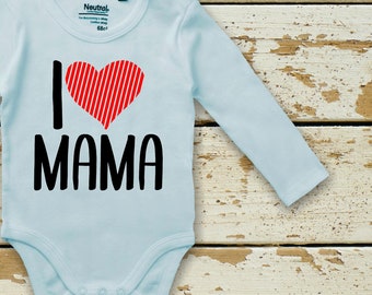 Long-sleeved baby bodysuit "I Love Mama" Fair Wear