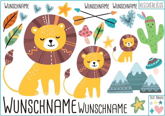 Iron-on image DTF animals set custom name bear giraffe owl rabbit tiger lion fox bird squirrel DIY