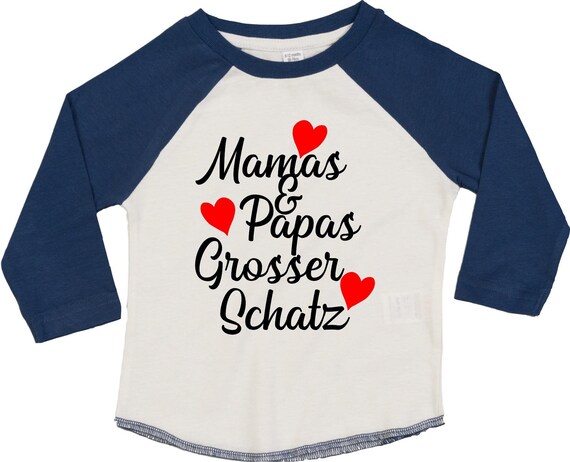 Kleckerliese Baby Kinder T-Shirt Langarmshirt  "Mamas & Papas Grosser Schatz" Raglan-Ärmel Jungen Mädchen