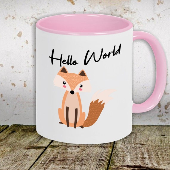 Kaffeetasse Tasse Motiv "Hello World Fuchs" Tasse Teetasse Milch Kakao