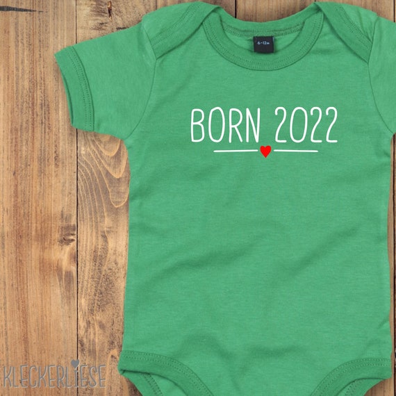 Baby Body mit Wunschtext "Born Herz Wunschzahl Wunsch Datum" Babybody Strampler Jungen Mädchen Kurzarm