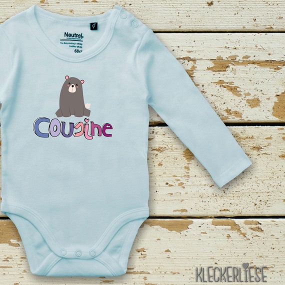 kleckerliese Langarm Babybody "Cousine Braunbär Bär" Baby Body Jungen Mädchen Longsleeve Fair Wear