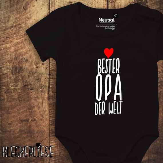 kleckerliese baby bodysuit "Best Grandpa in the World" Fair Wear