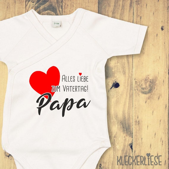 kleckerliese Wickel Body Vatertag  "Alles Liebe zum Vatertag Papa" Babybody Strampler Wickelbody Organic Kimono Kurzarm Babybody