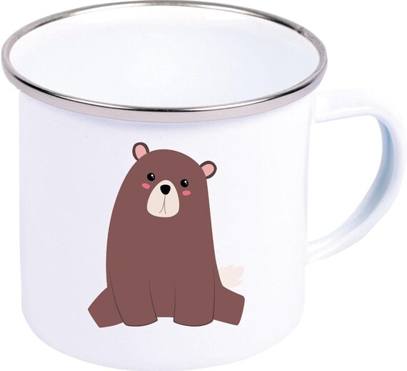 kleckerliese Emaille Kindertasse Teetasse Tasse Motiv Hase Tiermotive Tiere mit Wunschnamen Camping Zelten Retro Becher