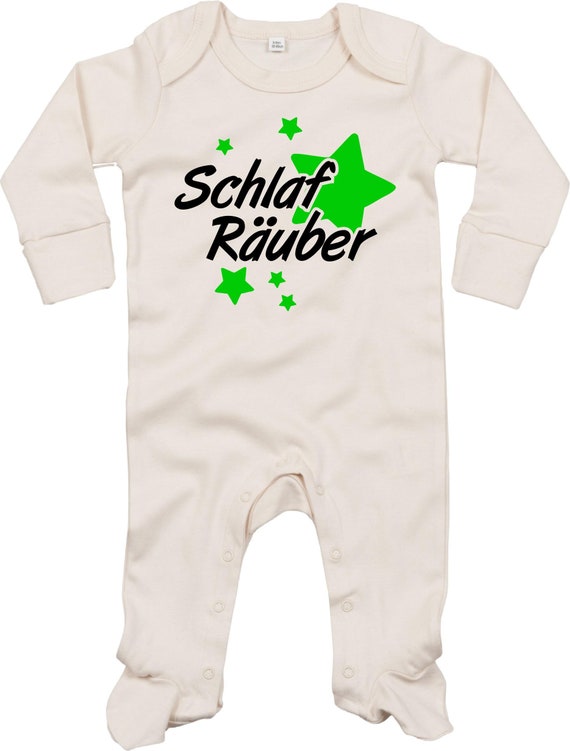 Kleckerliese Baby Schlafanzug "Schlaf Räuber" Sleepsuit Langarm Jungen Mädchen Einteiler Strampler