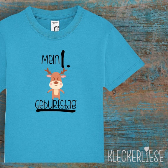 Kinder Baby Shirt Kleinkind "Mein 1. Geburtstag Elch" T-Shirt Jungen Mädchen