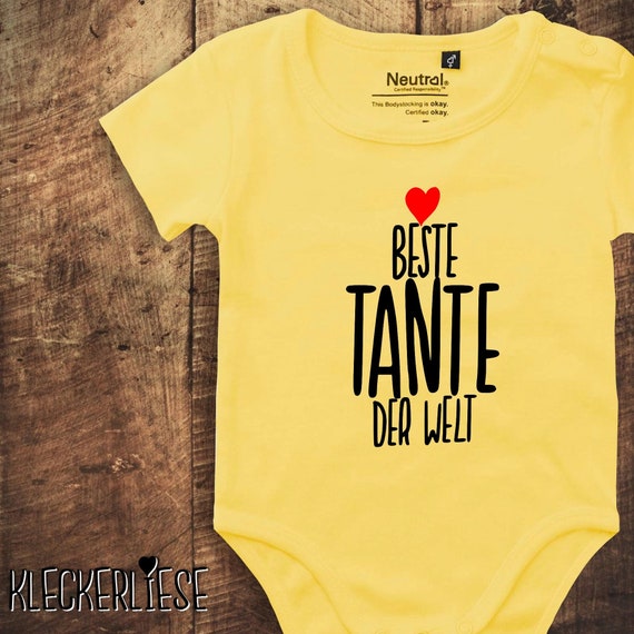 kleckerliese baby bodysuit "Best Aunt in the World" Fair Wear Baby Boys Girls