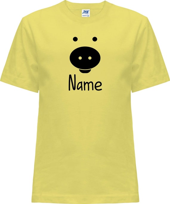 Kleckerliese Baby Kinder T-Shirt "Tiere Schwein Ferkel Pig Wunschname" mit Wunschtext Kurzarm Jungen Mädchen Shirt Nicki mit Aufdruck Motiv
