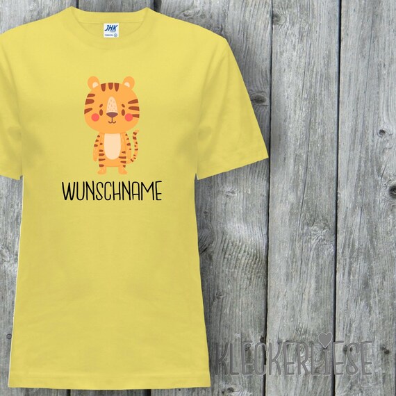 Kinder T-Shirt mit Wunschname "Tiermotiv mit Wunschnamen Tiger" Shirt Jungen Mädchen Baby Kind