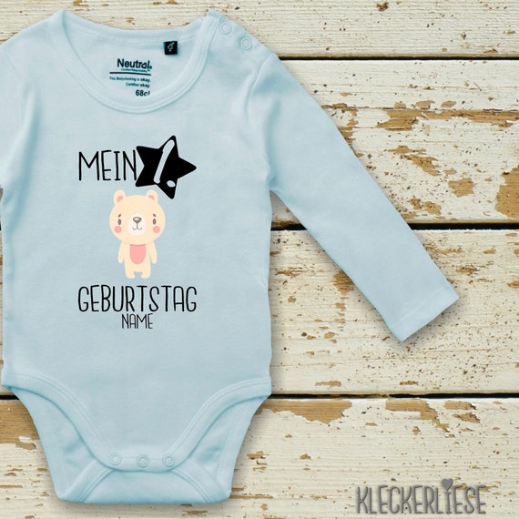 Langarm Body mit Wunschname Babybody "Mein 1. Geburtstag Eisbär mit Wunschname" Fair Wear Bio Organic