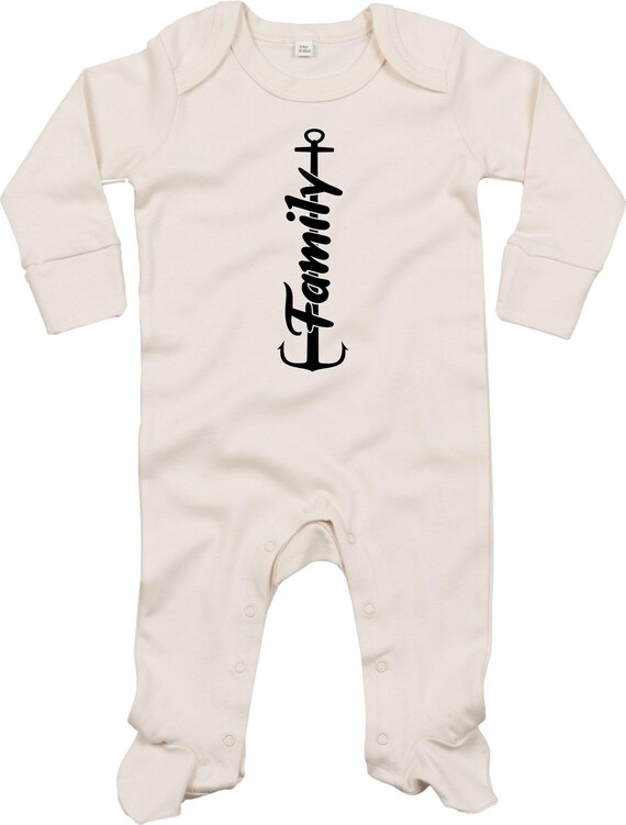 Kleckerliese Baby Schlafanzug "Family Anker Heimat" Sleepsuit Langarm Jungen Mädchen Einteiler Strampler