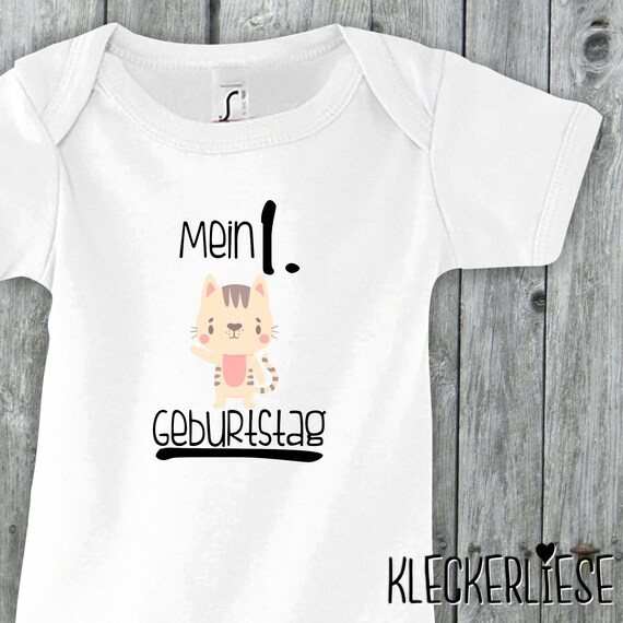 Baby Body "Mein 1. Geburtstag Katze" Babybody Strampler Jungen Mädchen